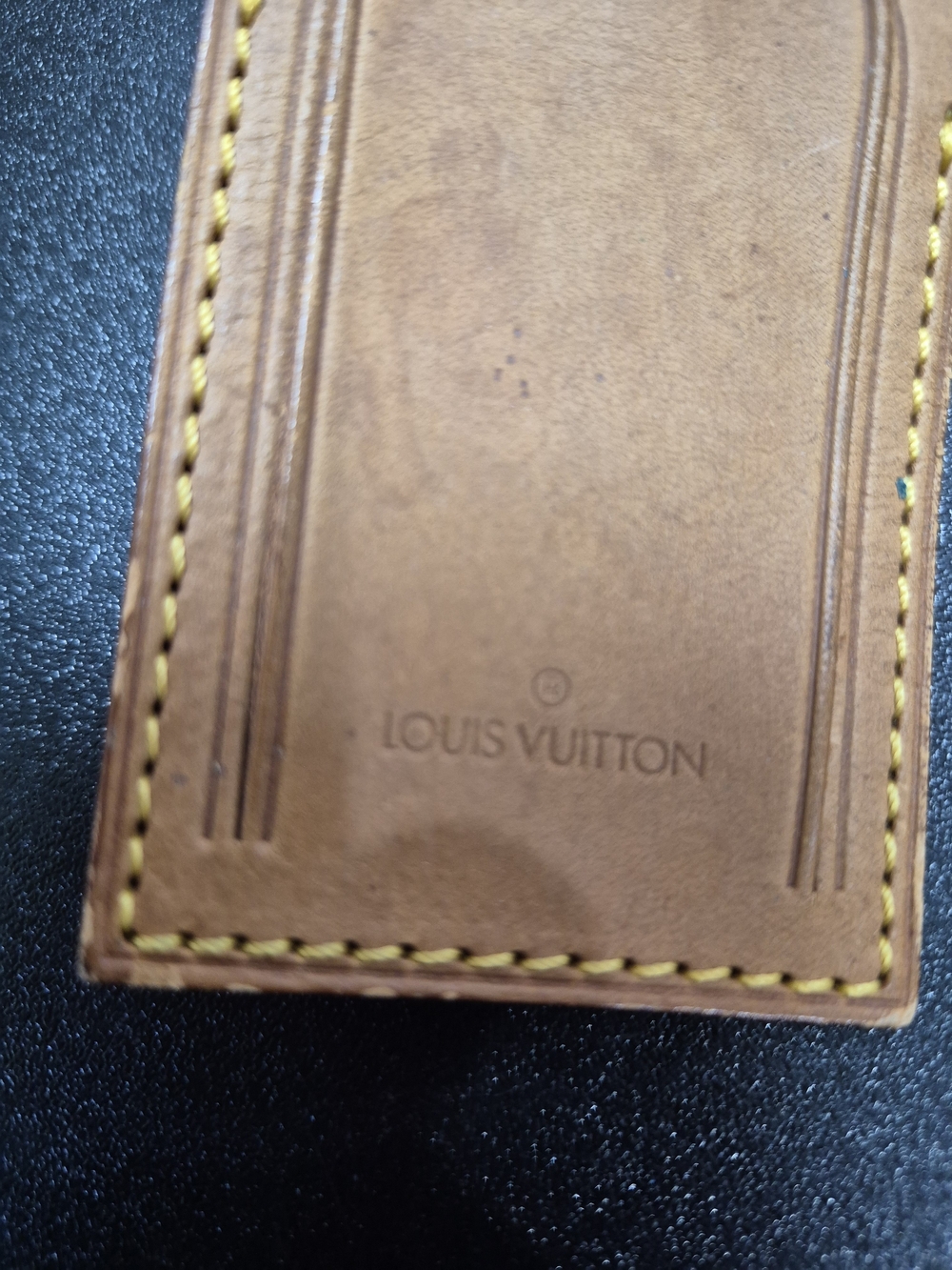 Louis Vuitton Brown Leather Luggage Tag & checker Pouch Keychain ❤️ - Picture 5 of 7
